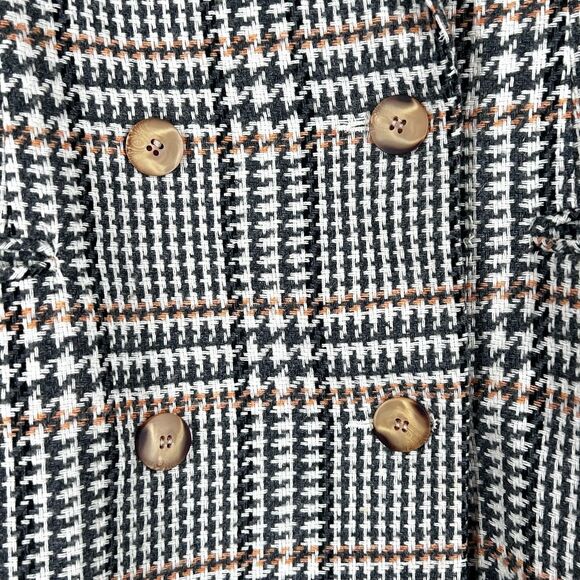 Vintage Norton McNaughton 14 Wool Houndstooth Jacket Ivory Olive Green - Picture 3 of 5